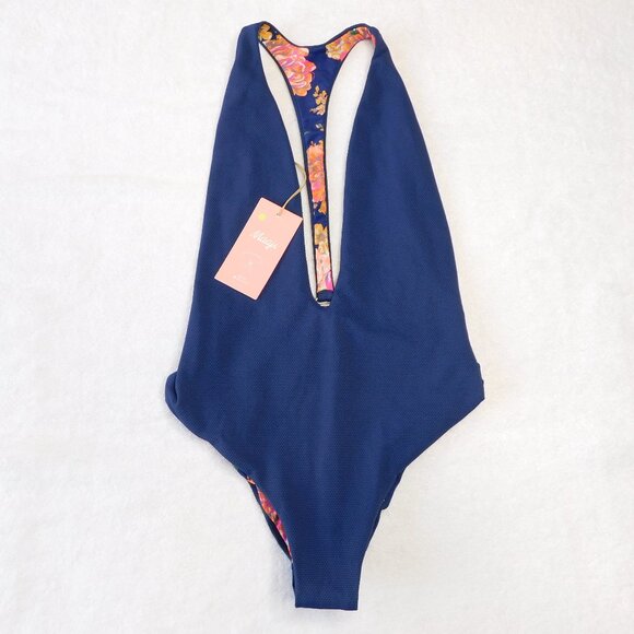 Maaji Dunes Reversible One Piece Swimsuit | Navy Blue & Flowers | NWT | Med - Picture 2 of 13